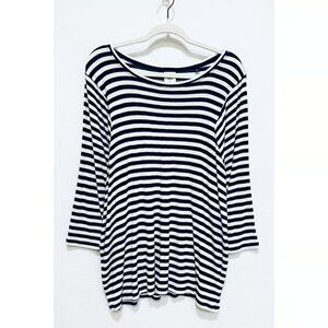 Cabi Top Womens Large Bistro Black White Striped Jersey Knit Classic Preppy